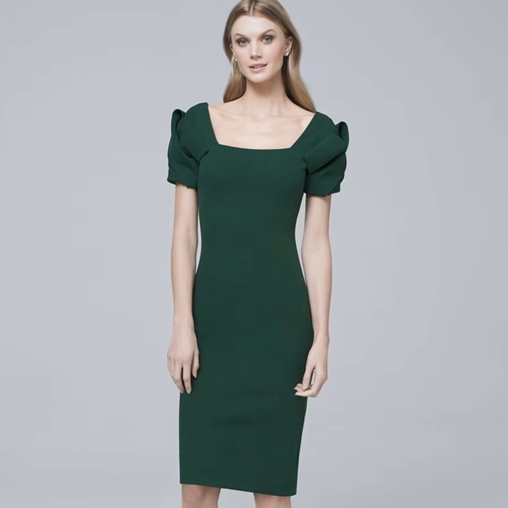 Badgley Mischka Forest Green Sheath Dress NWT